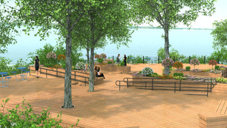 rendering of lake-view plaza (Sunset Point)